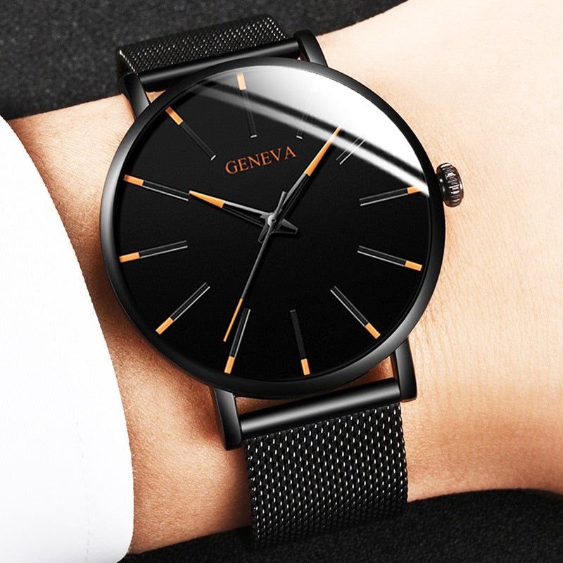 Watch Men Minimalist Ultra Thin Men's Business Stainless Steel Mesh Belt Quartz Watch Relogio Masculino - KME means the very best