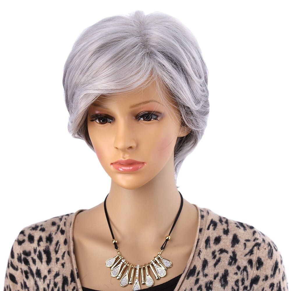 Wig Grey Hair for Women Short Hair Wig with Bang Straight Style - KME means the very best