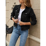 Load image into Gallery viewer, Women&#39;s Denim Jackets Fashion Female Casual Long Sleeve Lapel Solid Button Down Chest Pocket Slim Jean Jacket Fall Winter Coat - KME means the very best
