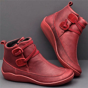 Women's Retro Punk Boots Autumn Winter Leather Ankle Boots - KME means the very best