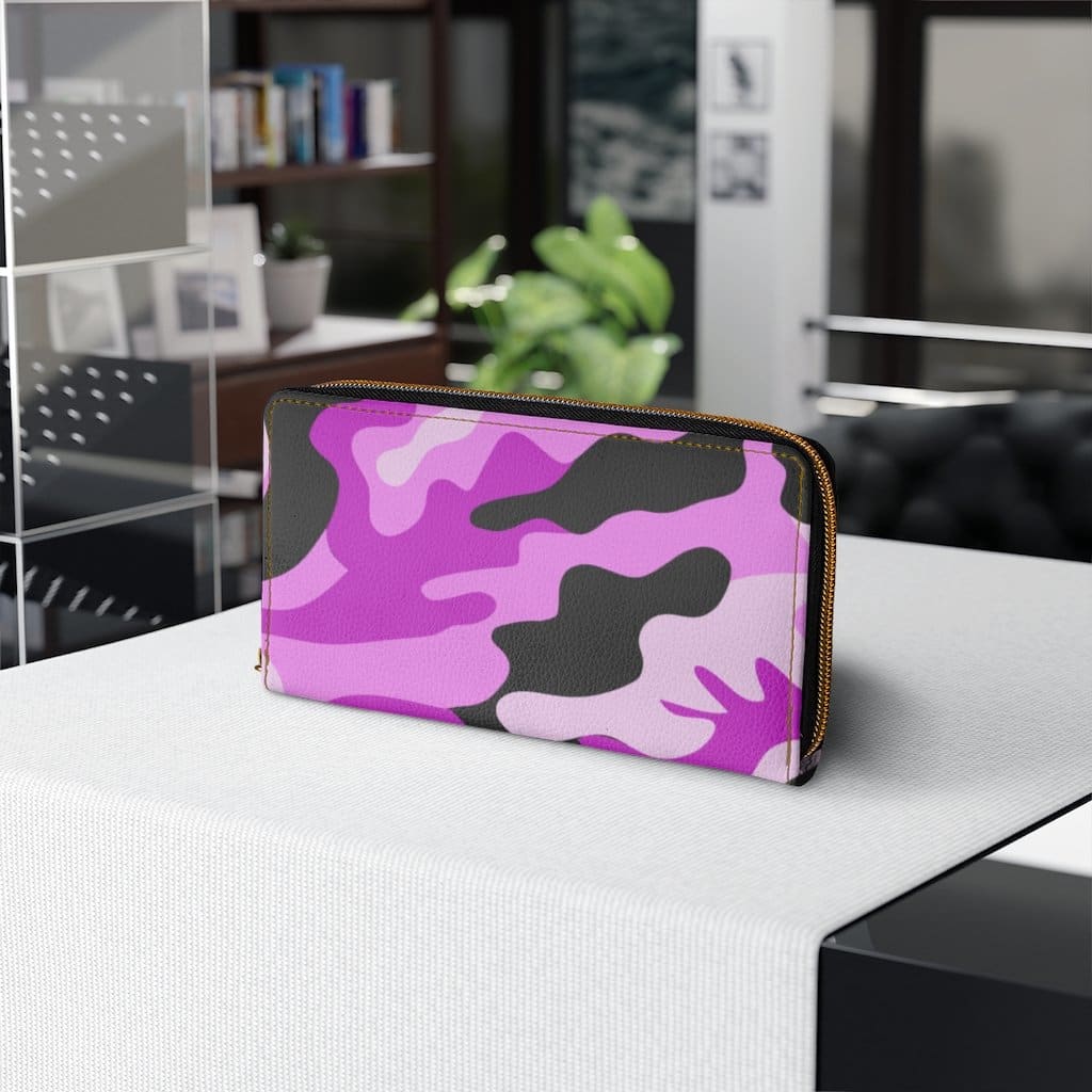 Womens Wallet, Zip Purse, Pink Camo - KME means the very best