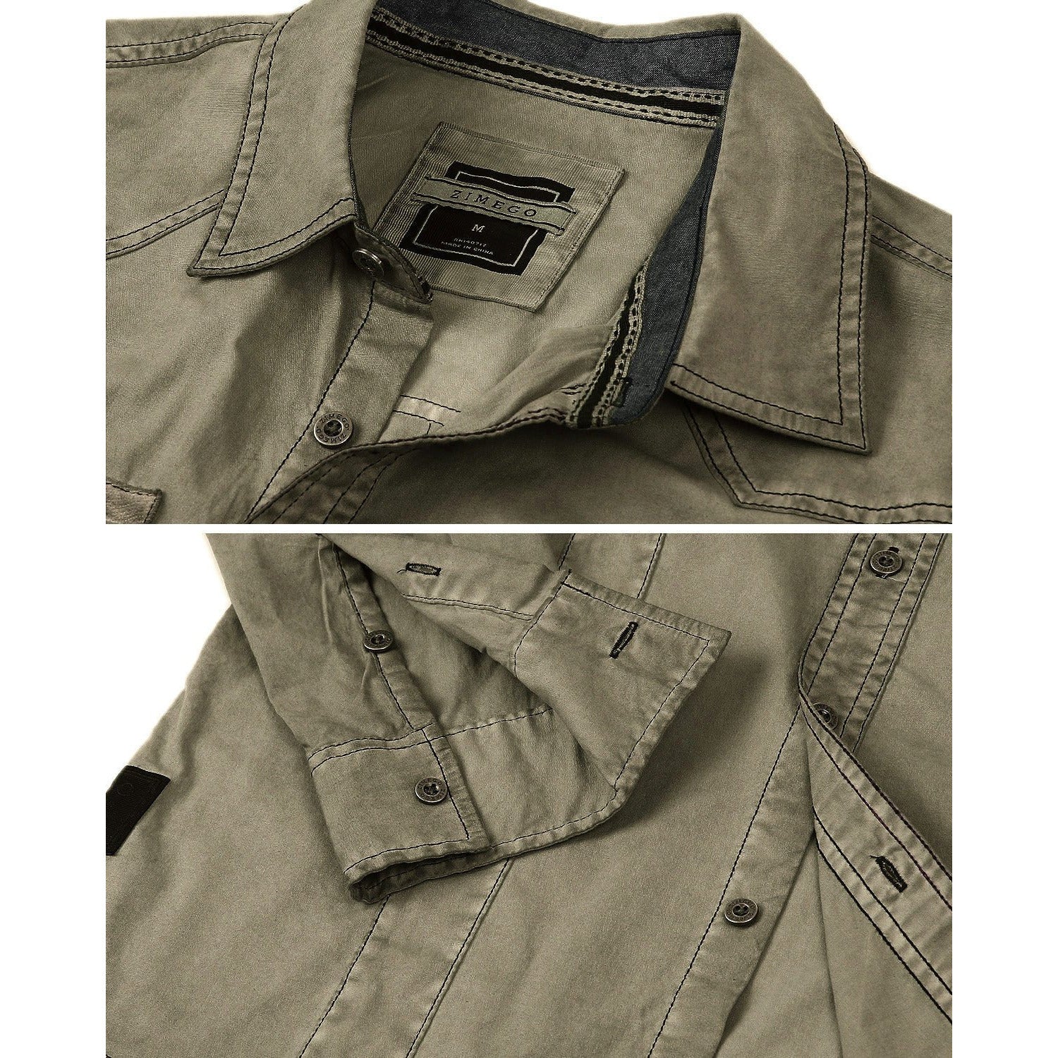ZIMEGO Men's Stretch Flex Slim Color Washed Vintage Rugged Fashion Button Shirts - KME means the very best